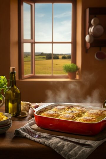 Linguiça Assada com Batata no Forno