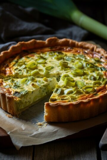 Quiche de Alho-poró com Massa Crocante